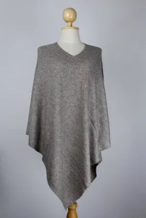 100% Cashmere Corn Silk Brown Poncho For Women