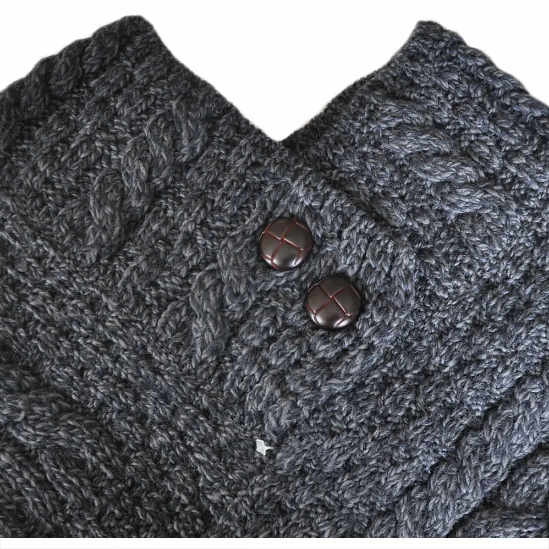 100% Merino Wool Ladies Poncho With Buttons