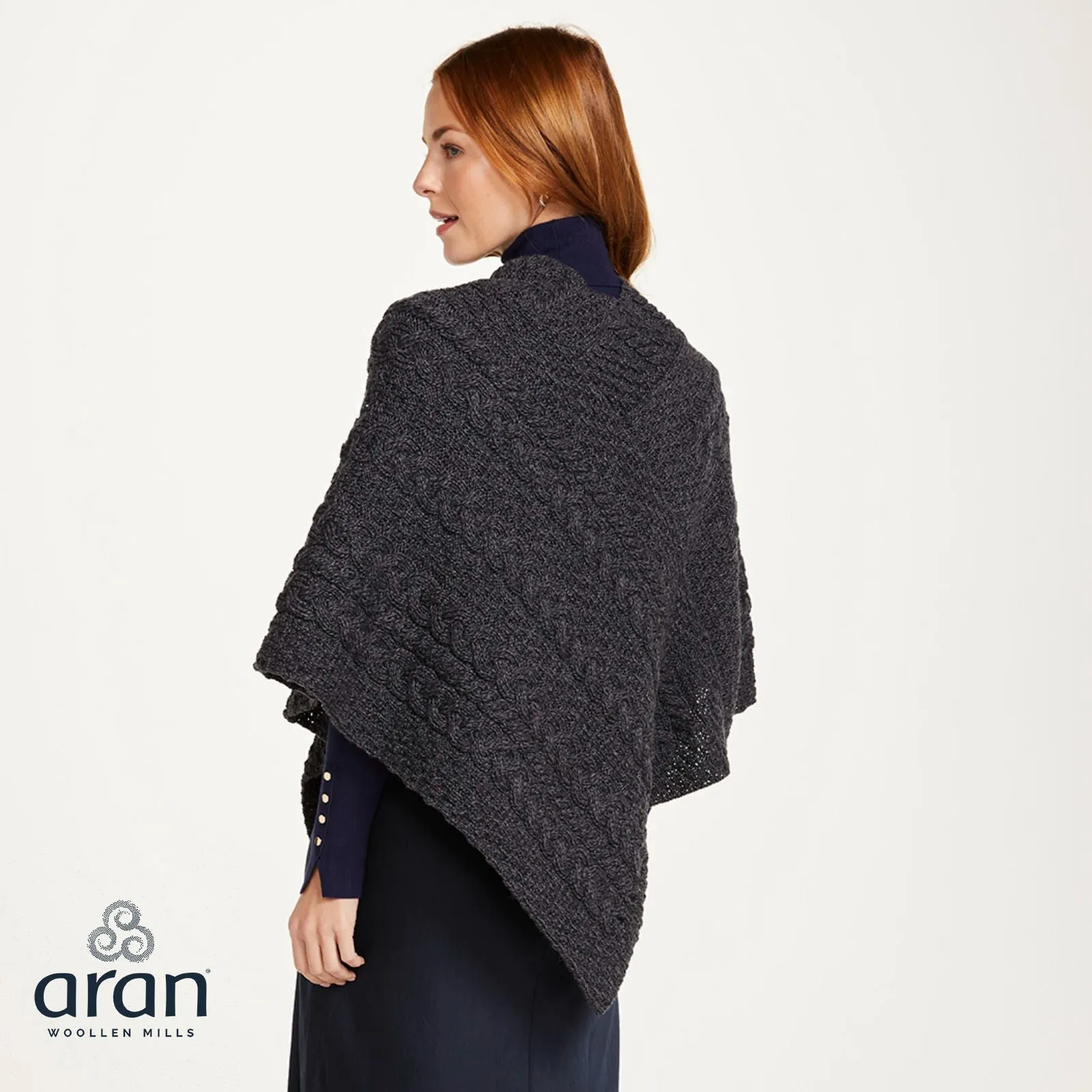 100% Merino Wool Ladies Poncho With Buttons