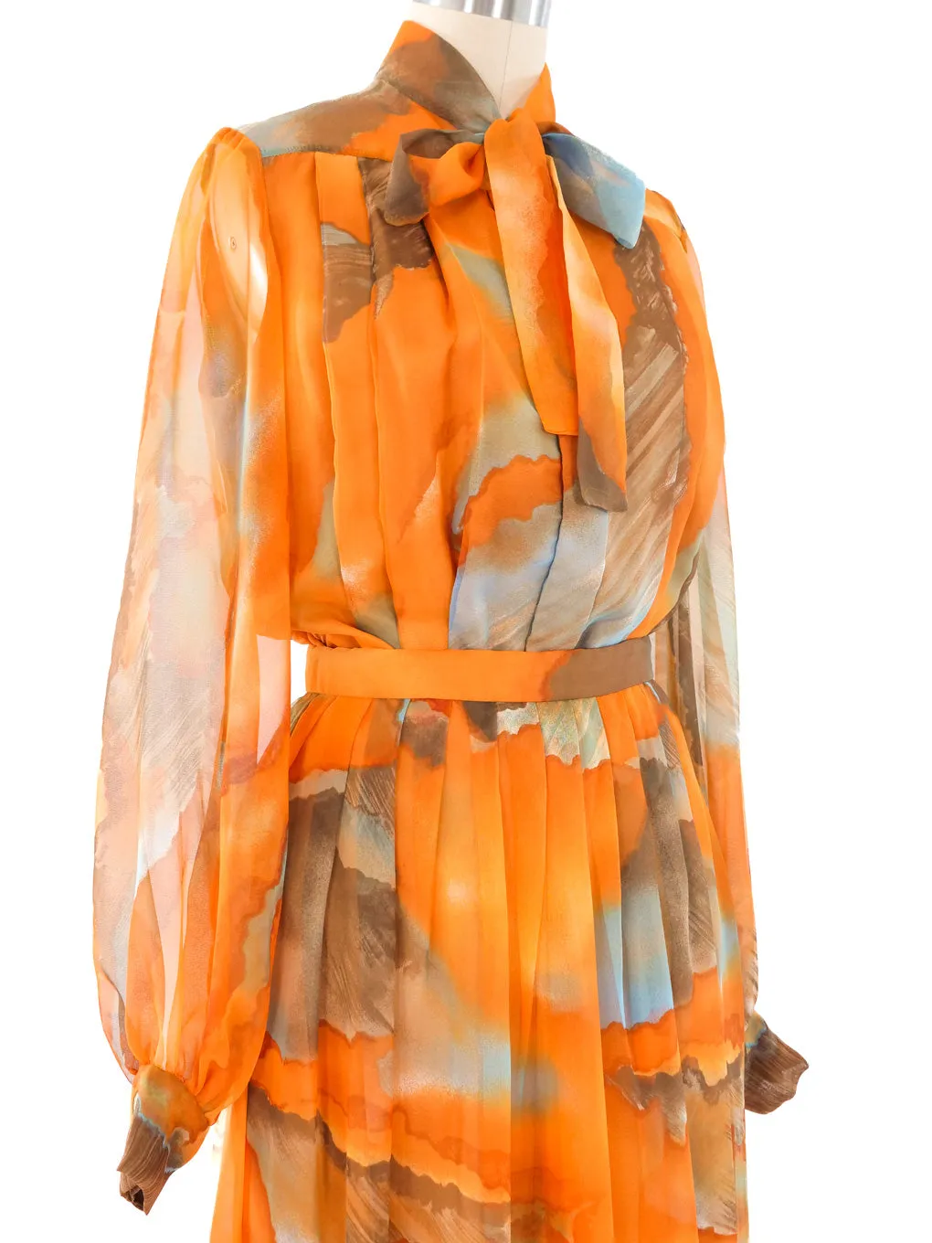 1970's Sunset Chiffon Maxi Skirt Ensemble