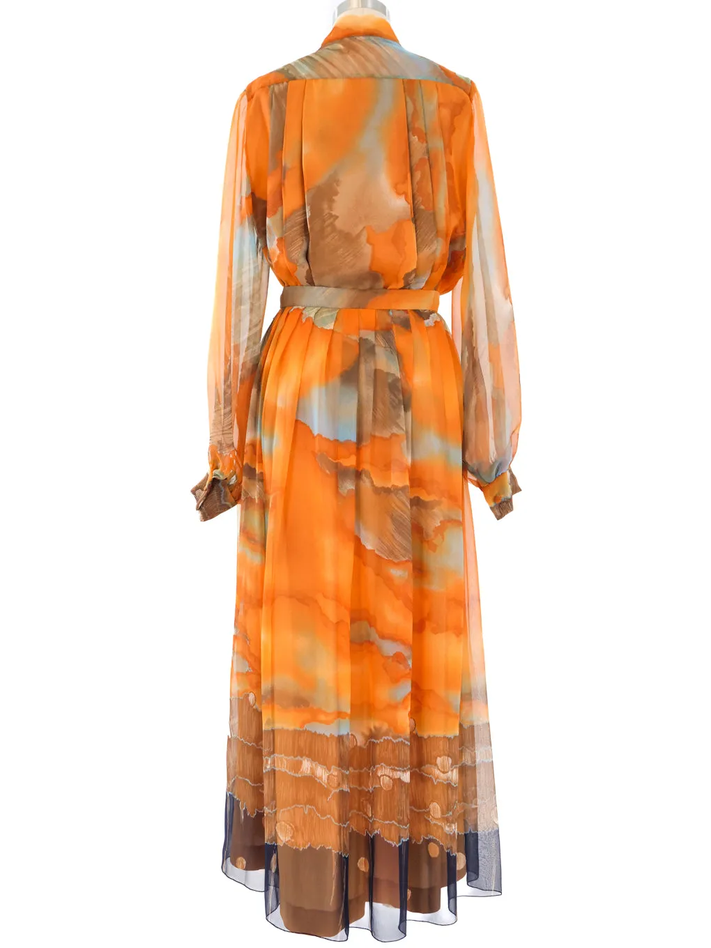 1970's Sunset Chiffon Maxi Skirt Ensemble