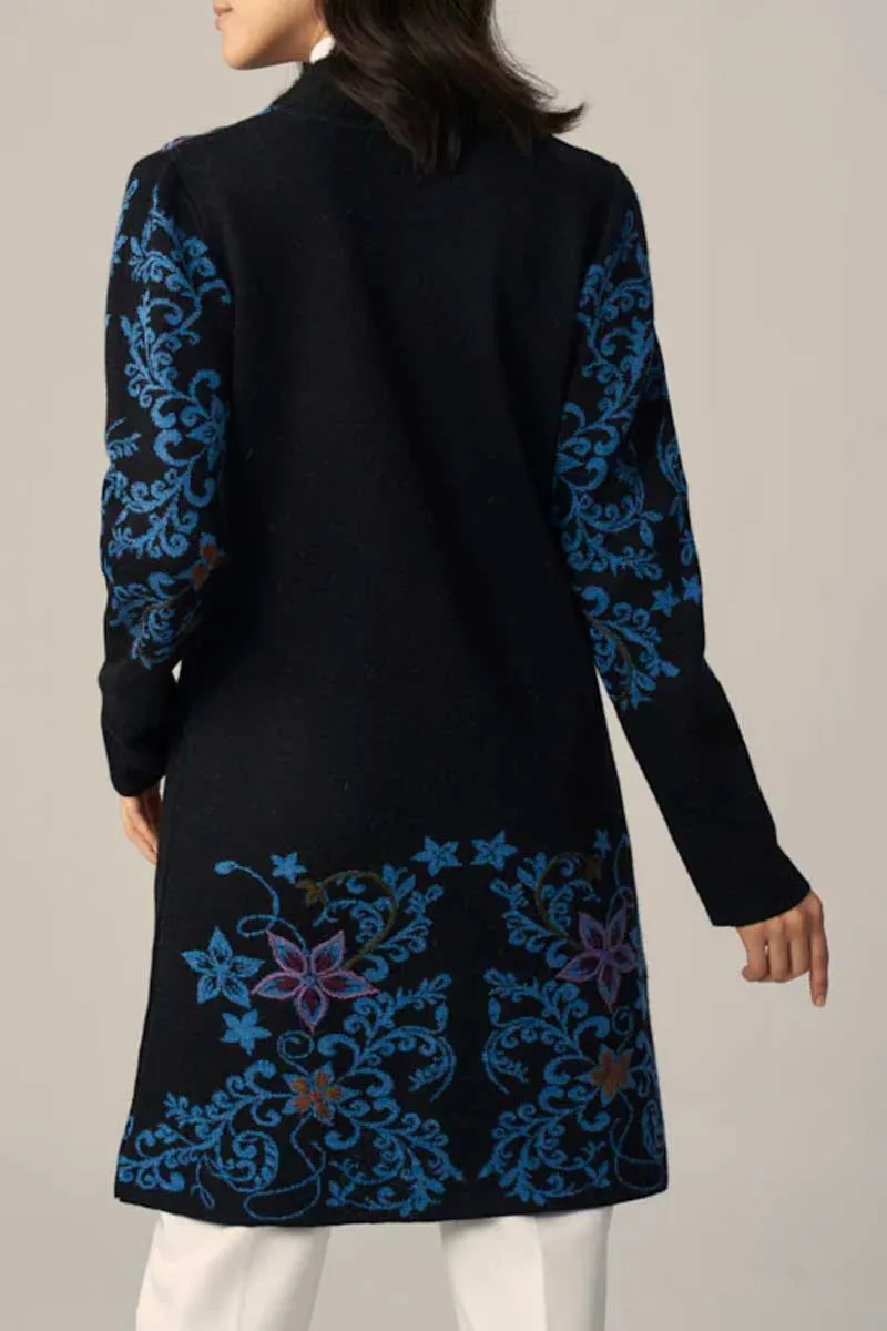 Alpaca Blend Coat with Embroidery - Zipped