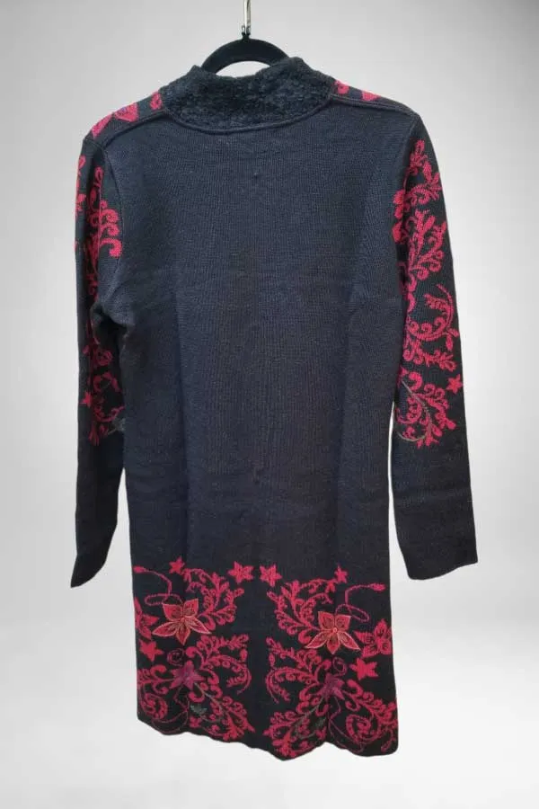 Alpaca Blend Coat with Embroidery - Zipped