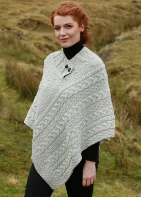 Aran Poncho | Oatmeal