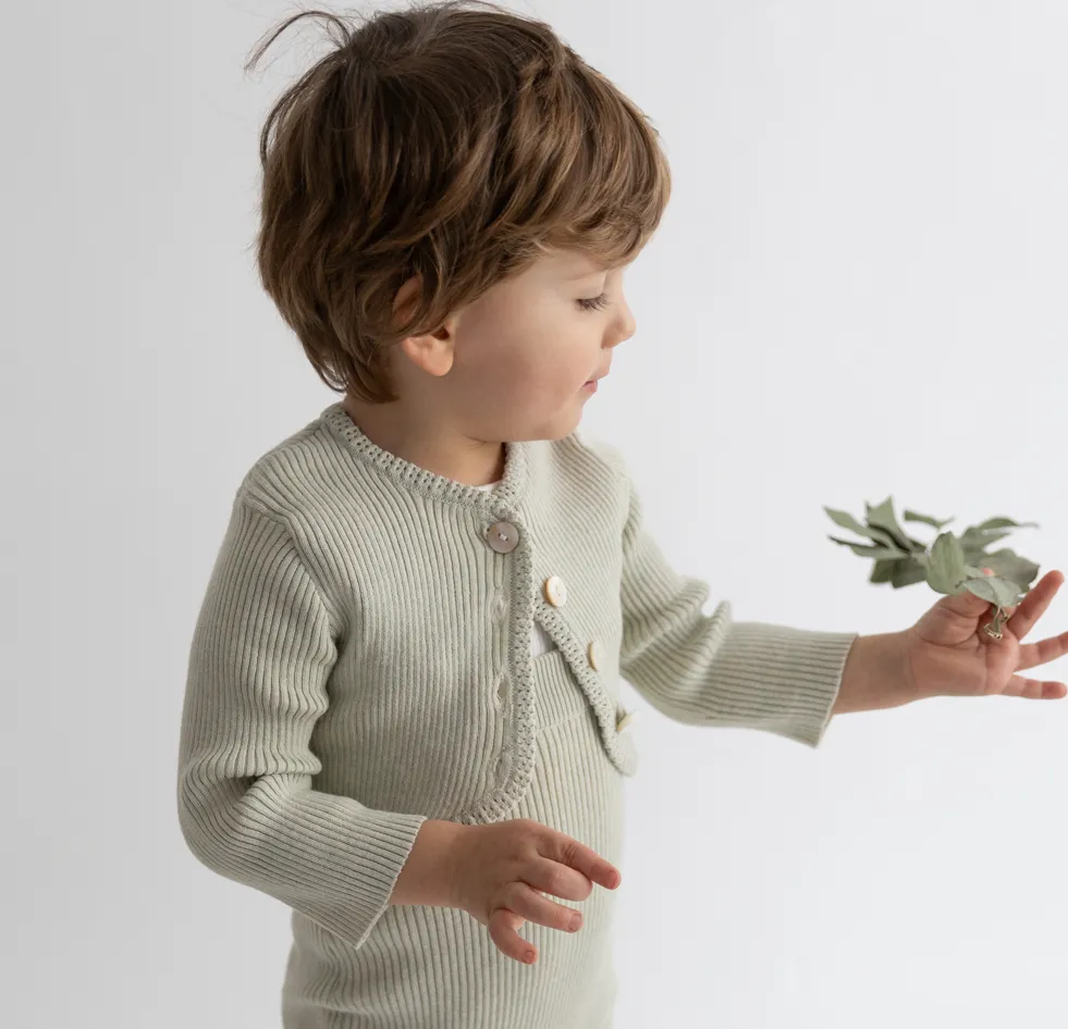 Baby Blazer Crop Length Sweater - Lt. Mint Green Mix