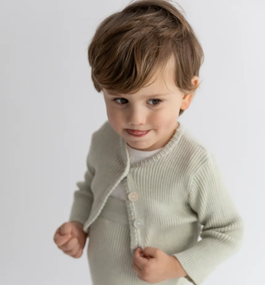 Baby Blazer Crop Length Sweater - Lt. Mint Green Mix