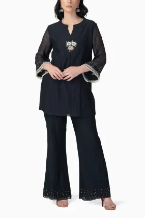 Baroque Flower Black Top Set