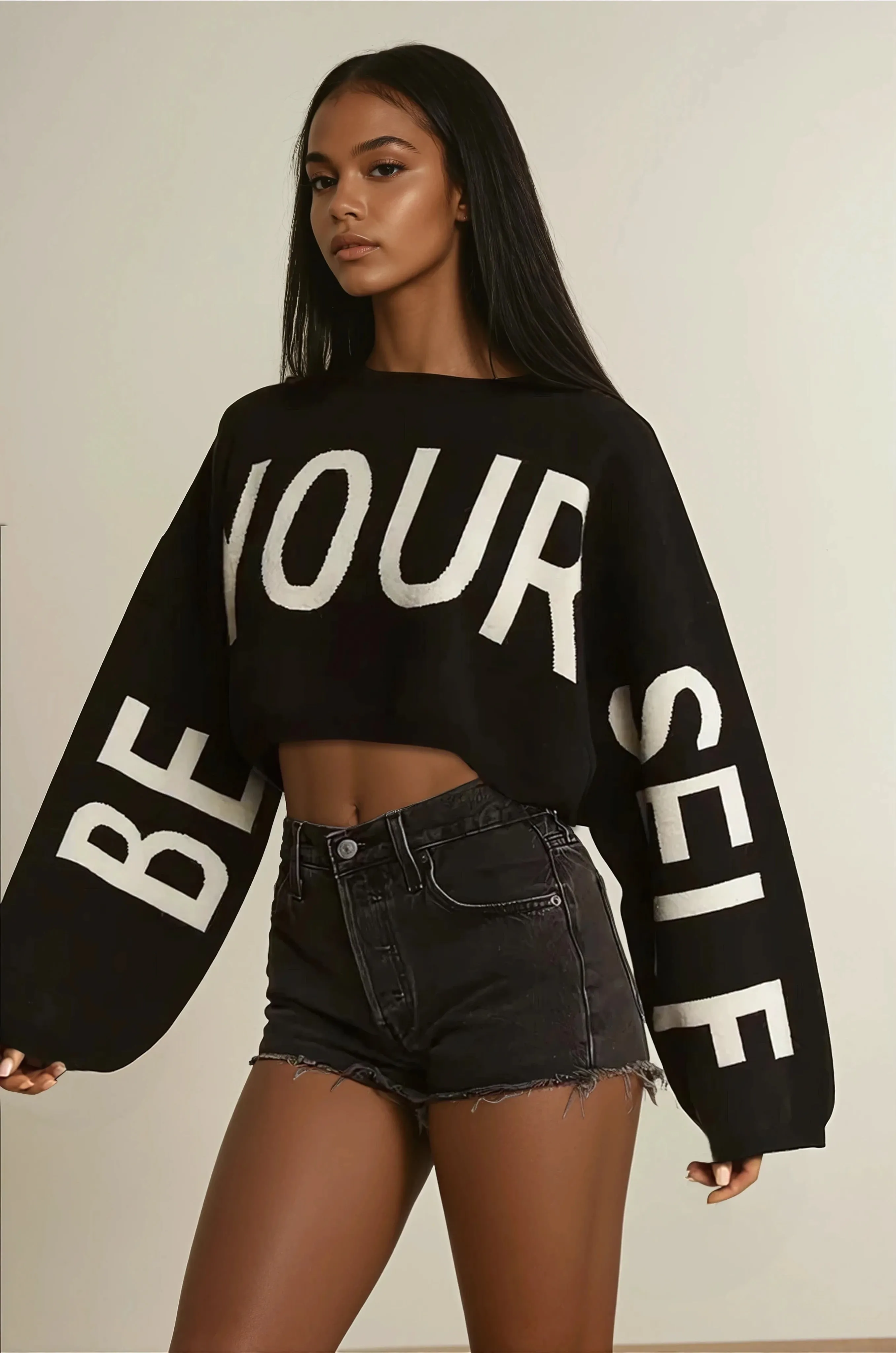 Be Your Self Sweater Cropped Sweater