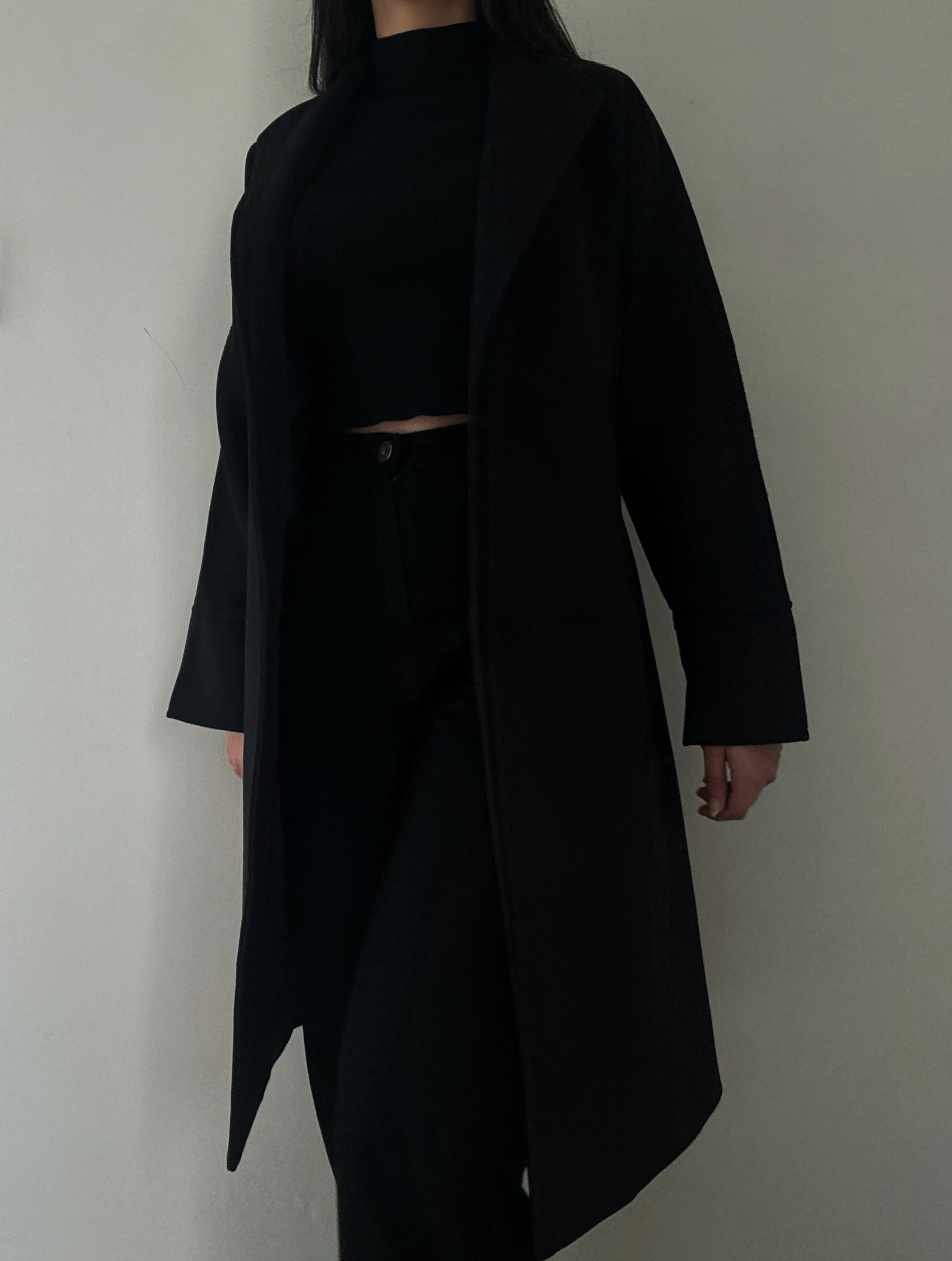 Black Long Belted Coat