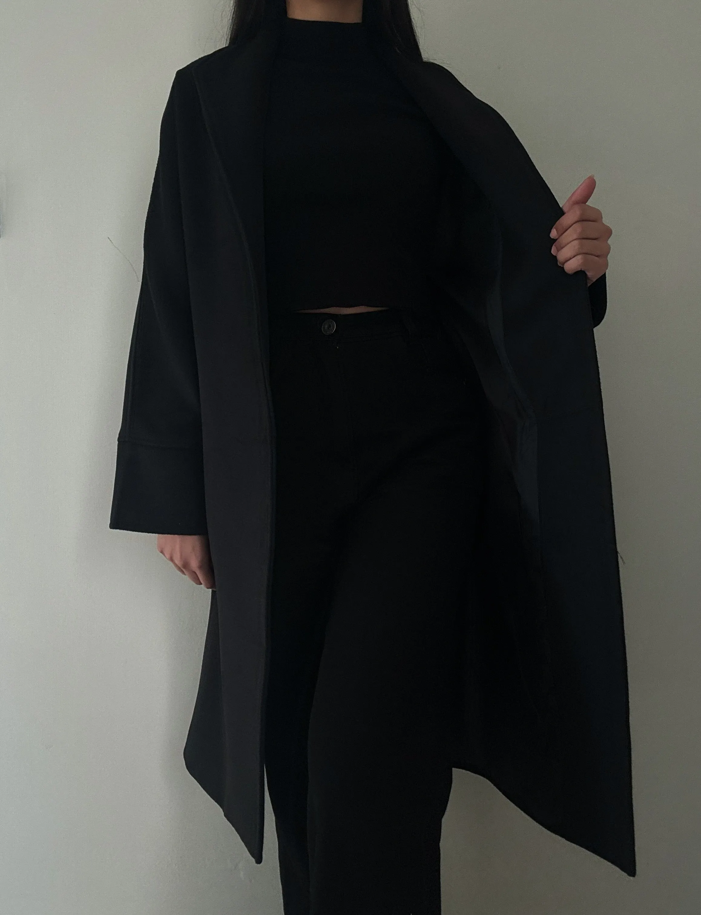 Black Long Belted Coat