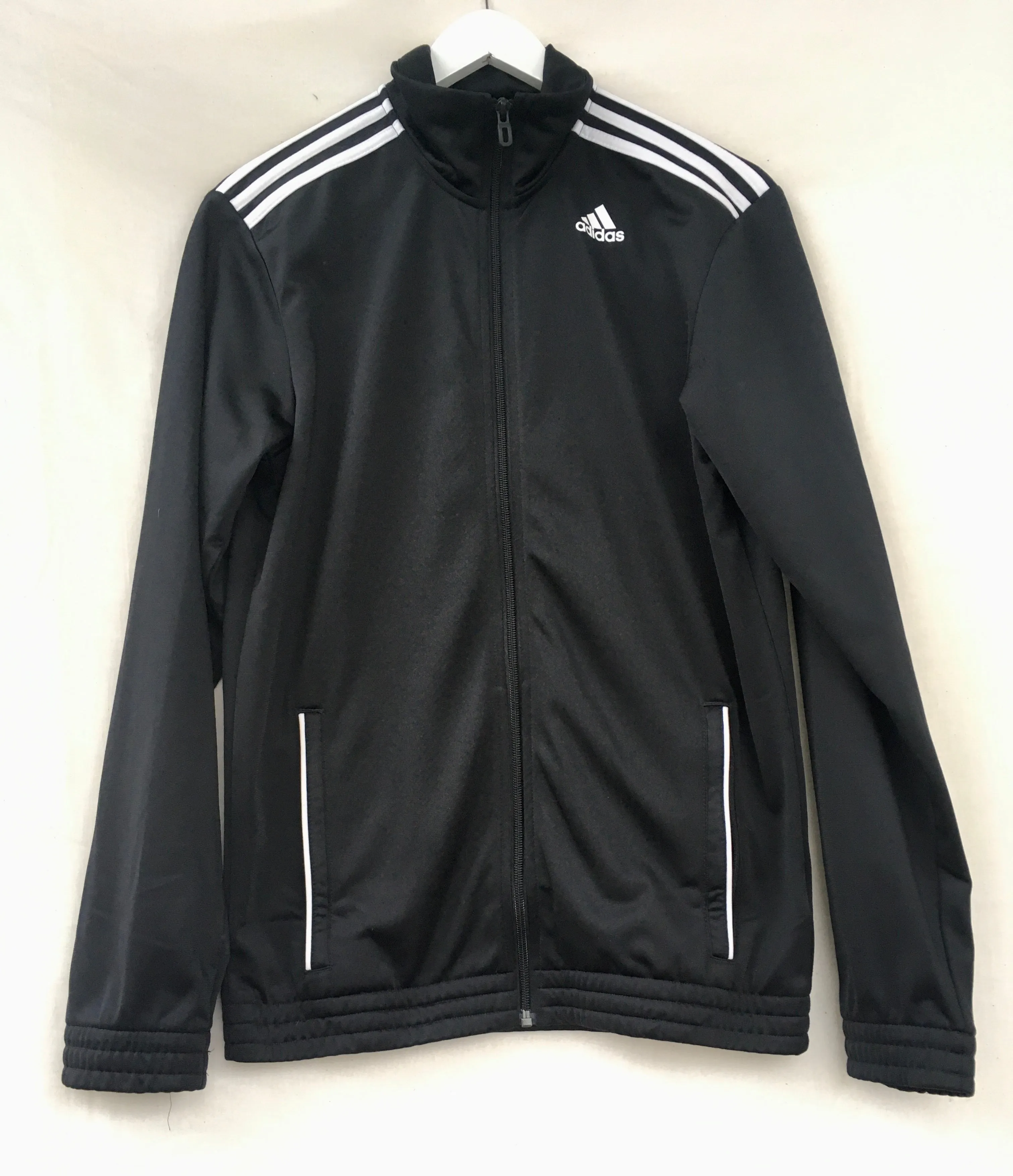 Black with white stripes Adidas track jacket M