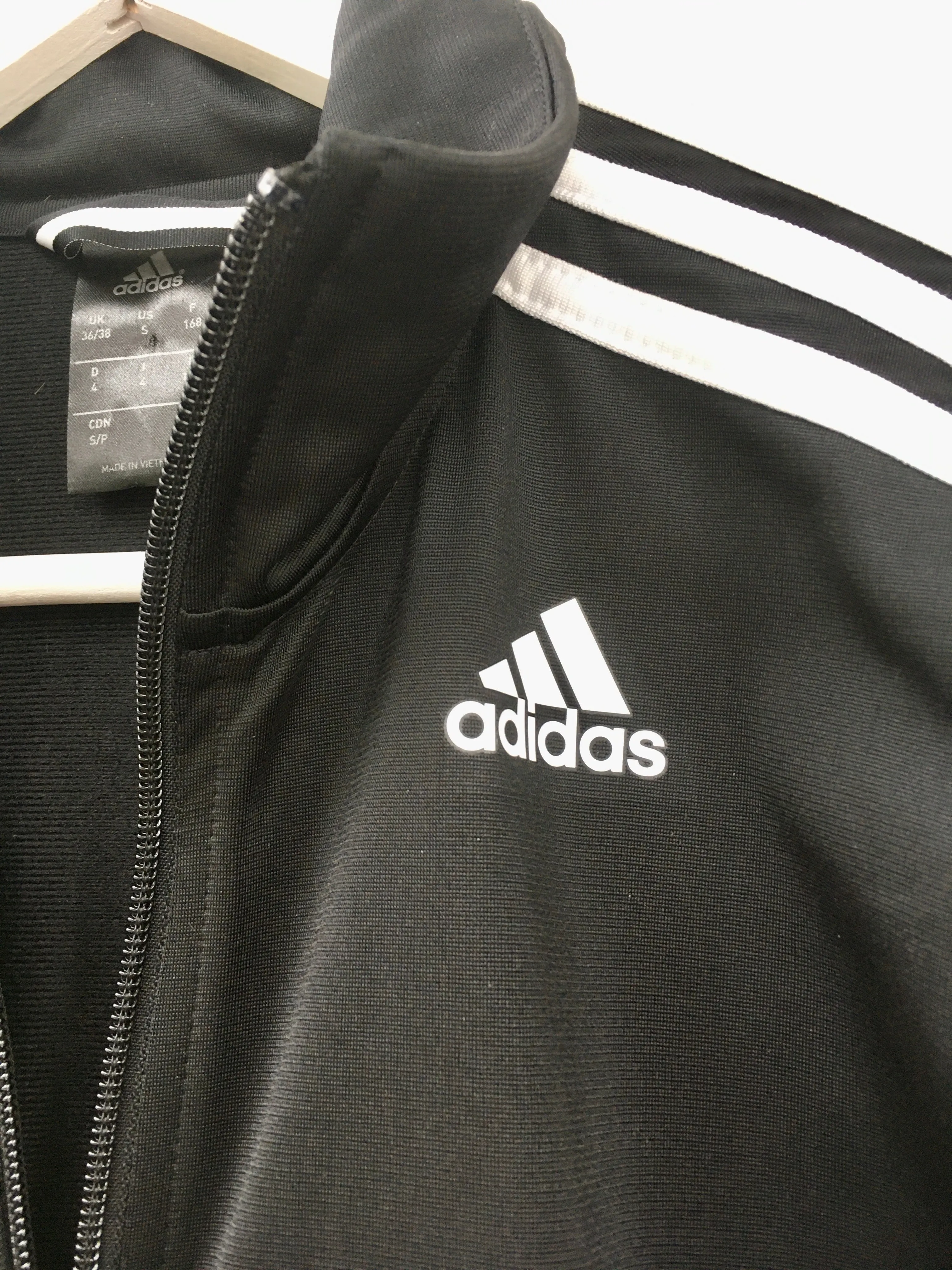 Black with white stripes Adidas track jacket M
