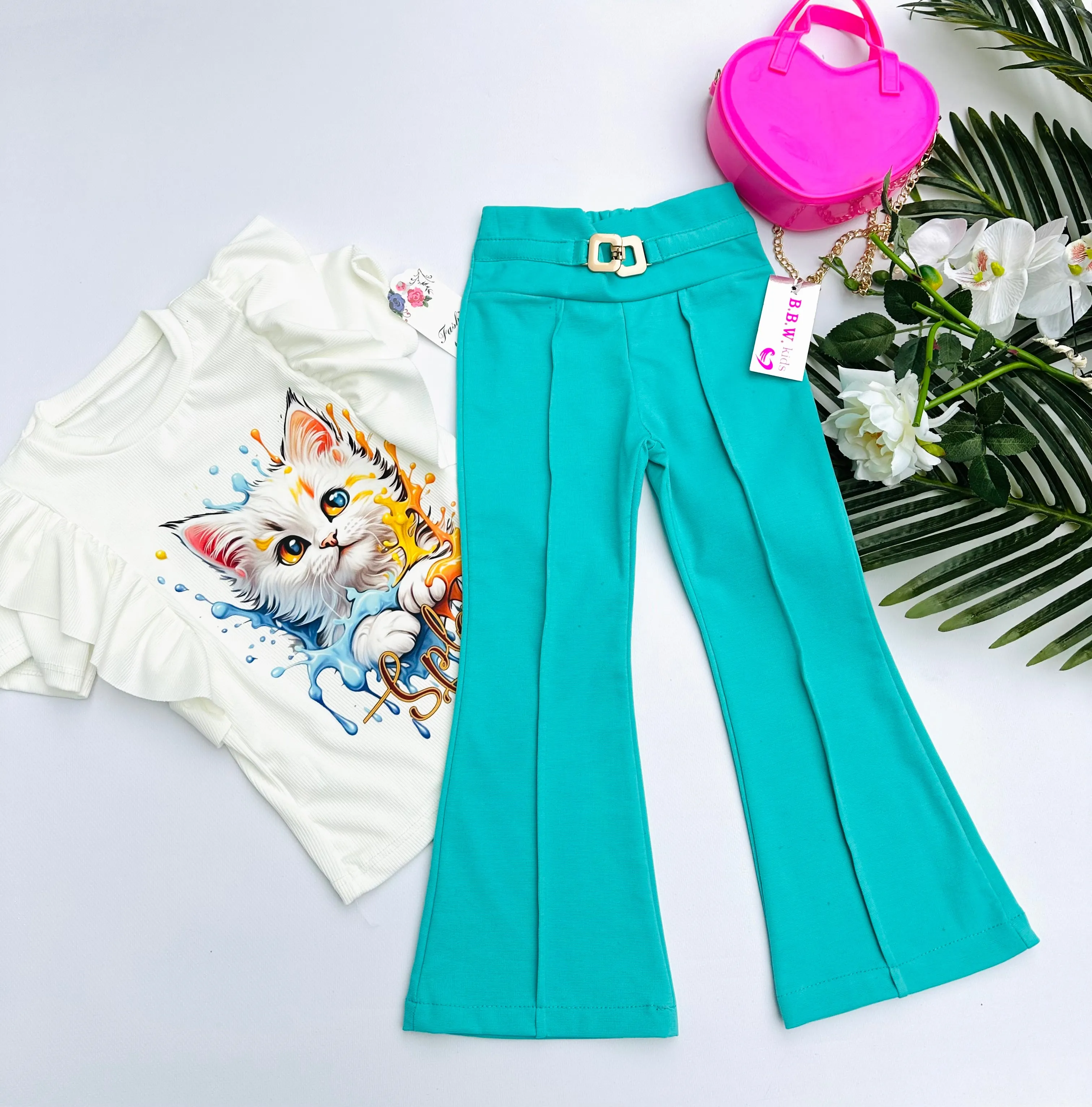 Blue flared pants