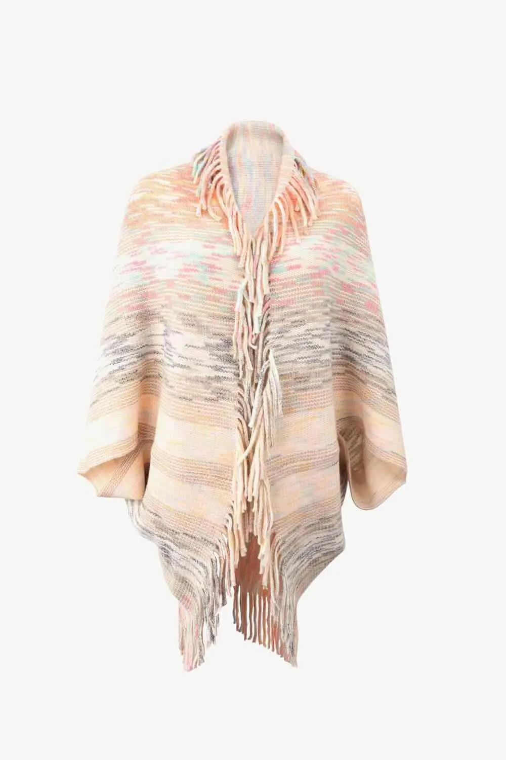 Bohemian Warmth Open Front Fringe Poncho