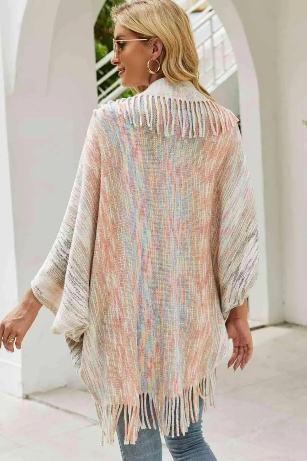 Bohemian Warmth Open Front Fringe Poncho
