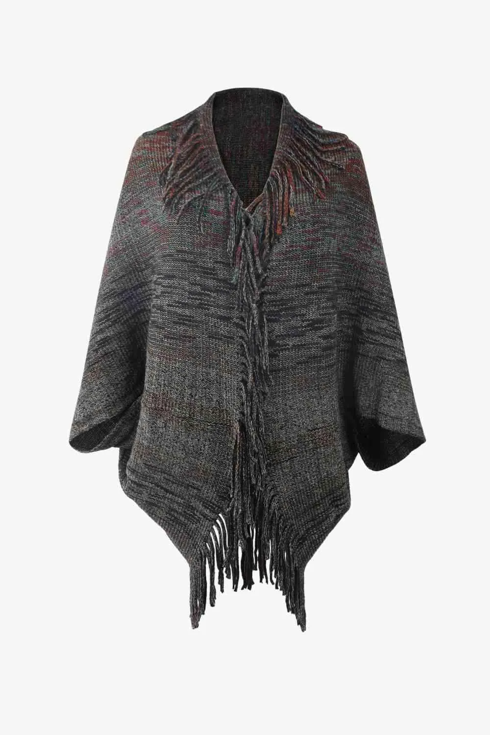 Bohemian Warmth Open Front Fringe Poncho