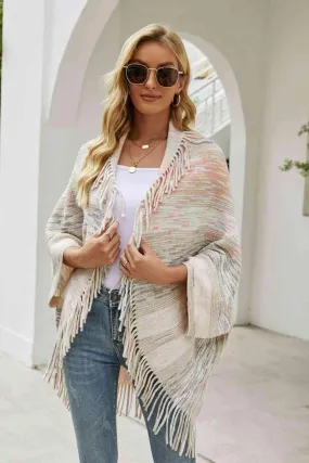 Bohemian Warmth Open Front Fringe Poncho