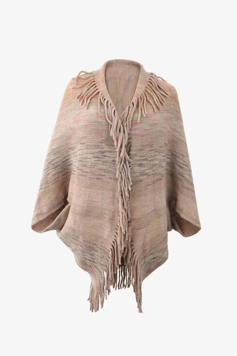 Bohemian Warmth Open Front Fringe Poncho