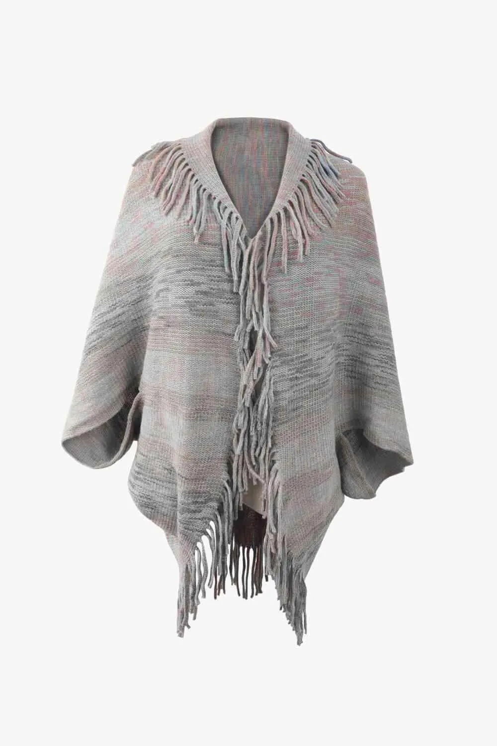 Bohemian Warmth Open Front Fringe Poncho