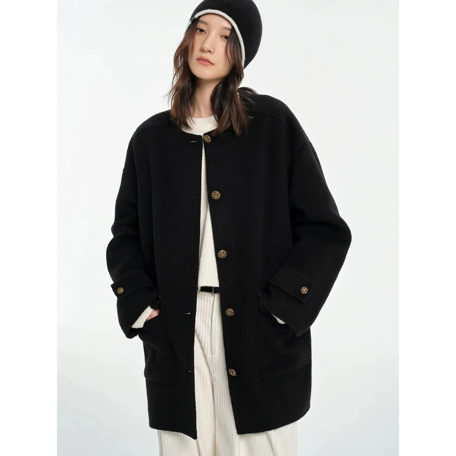 Camel Cashmere Blended Short Coat