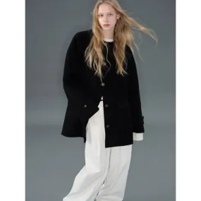 Camel Cashmere Blended Short Coat