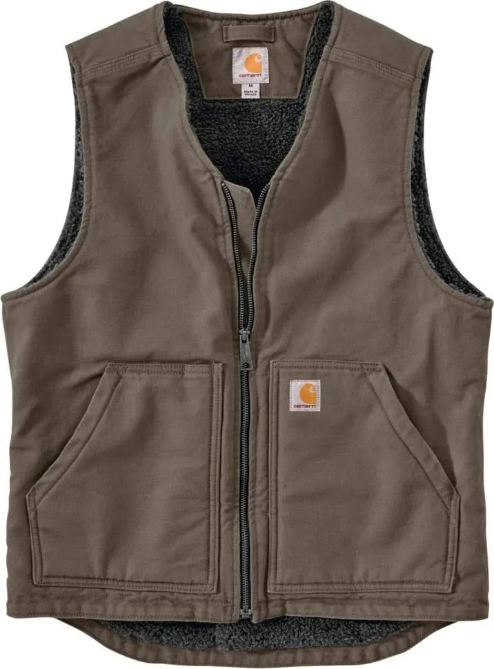 CARHARTT WASHED DUCK SHERPA LINED VEST