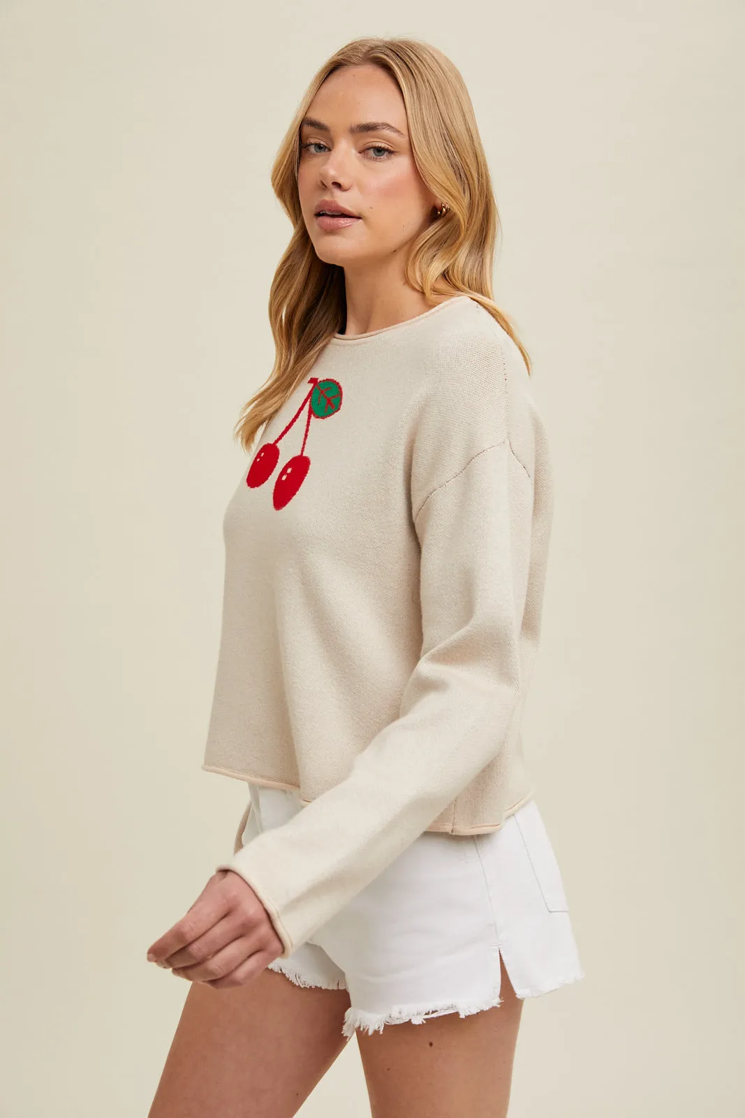 Cutie Cherry Crop Sweater