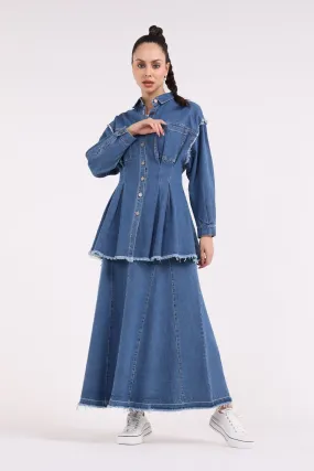 Denim Loose Fit Maxi Skirt