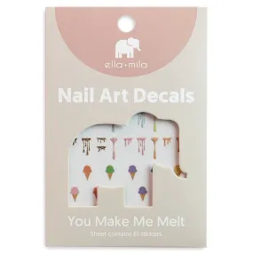 ella mila -  Nail Art Decal - You Make Me Melt - Ice Cream and Splatter Slime