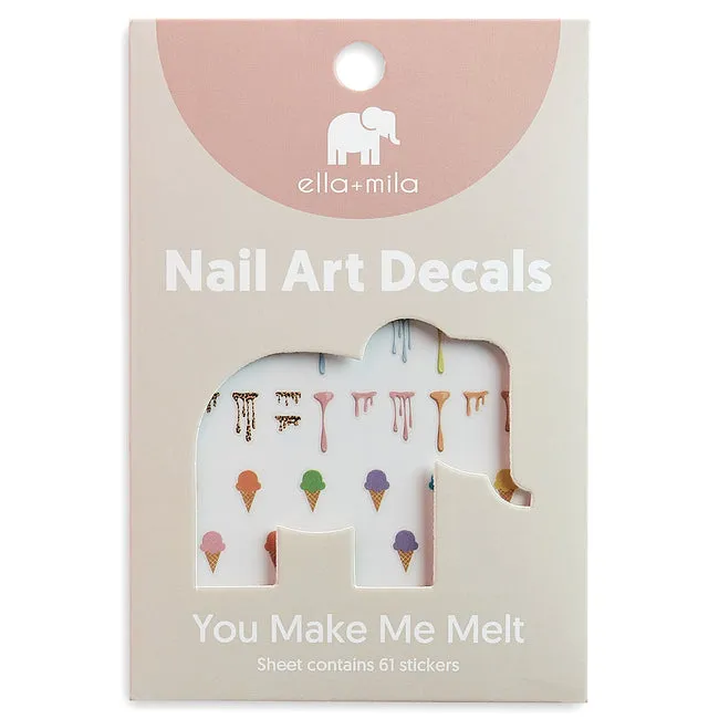 ella mila -  Nail Art Decal - You Make Me Melt - Ice Cream and Splatter Slime