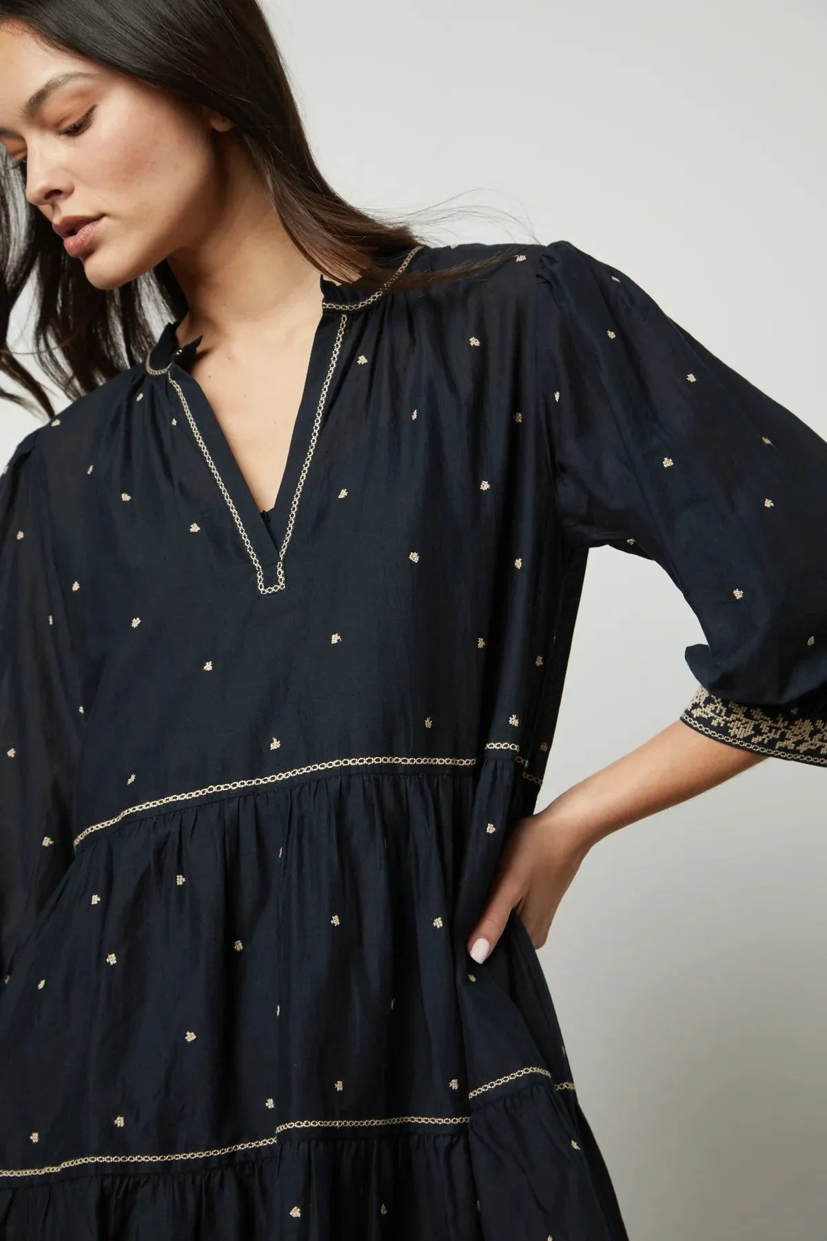 Embroidery Vintage Black Dress