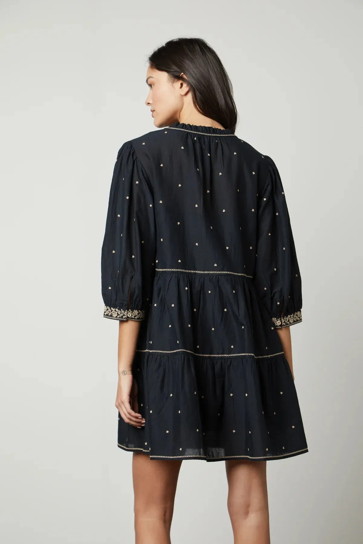 Embroidery Vintage Black Dress