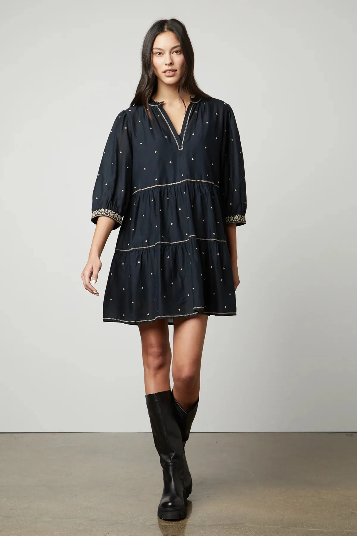 Embroidery Vintage Black Dress