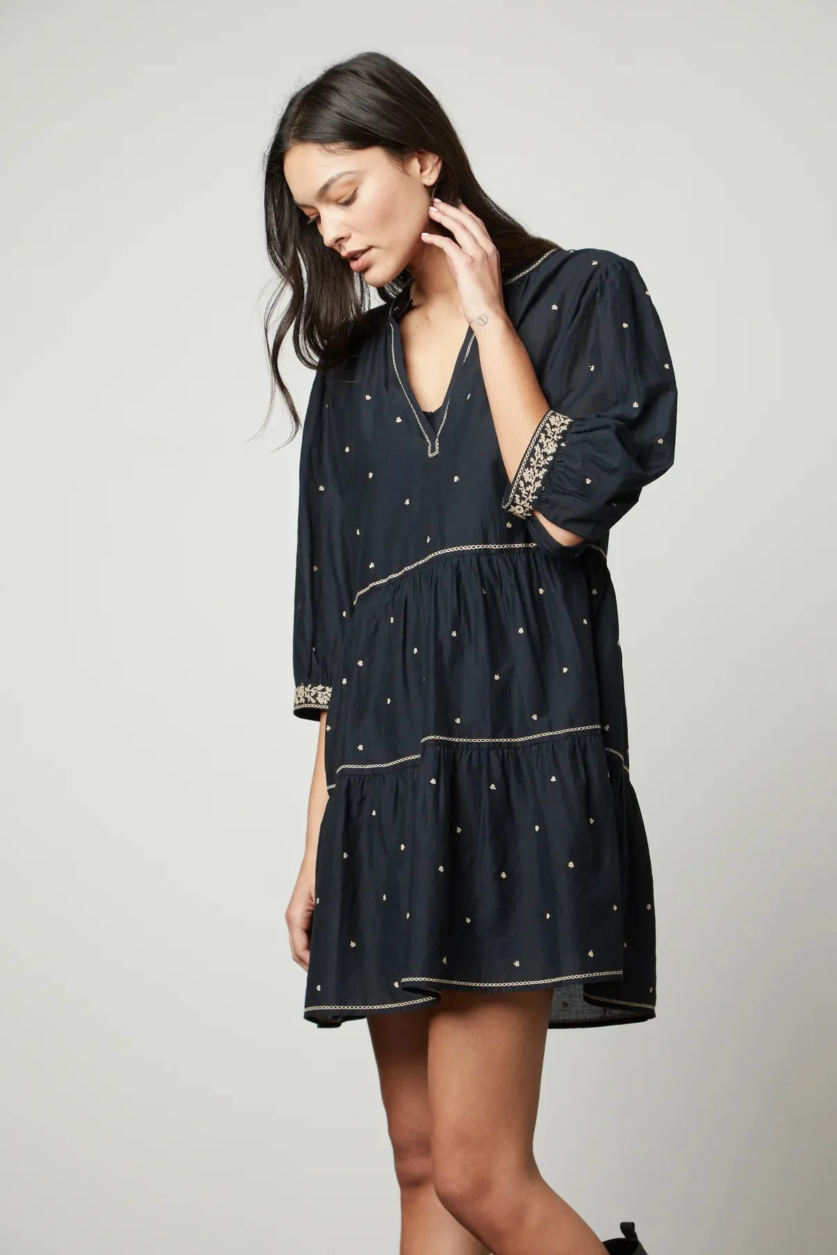 Embroidery Vintage Black Dress