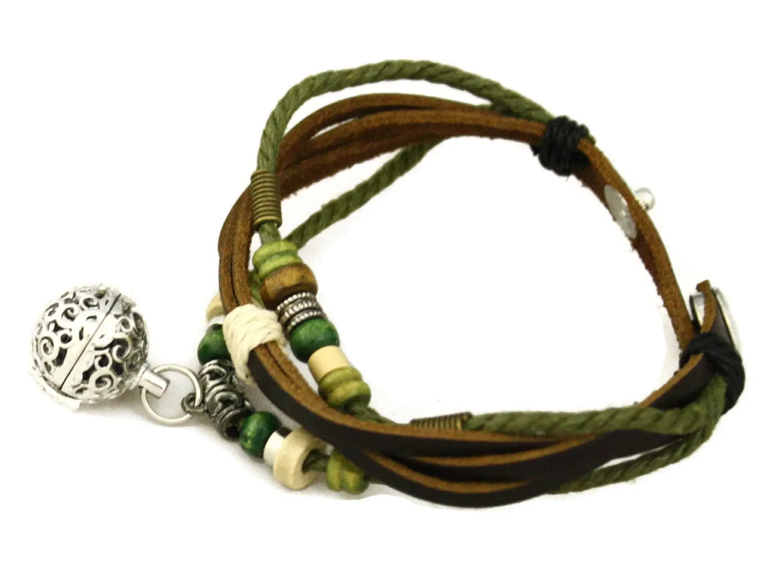 Forest Aromatherapy Diffuser Bracelet for Essential Oils- Brown Leather