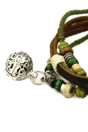 Forest Aromatherapy Diffuser Bracelet for Essential Oils- Brown Leather