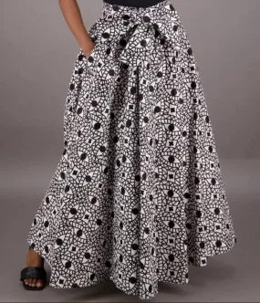 Full-Length Tie-Waist African Wax Print Skirt