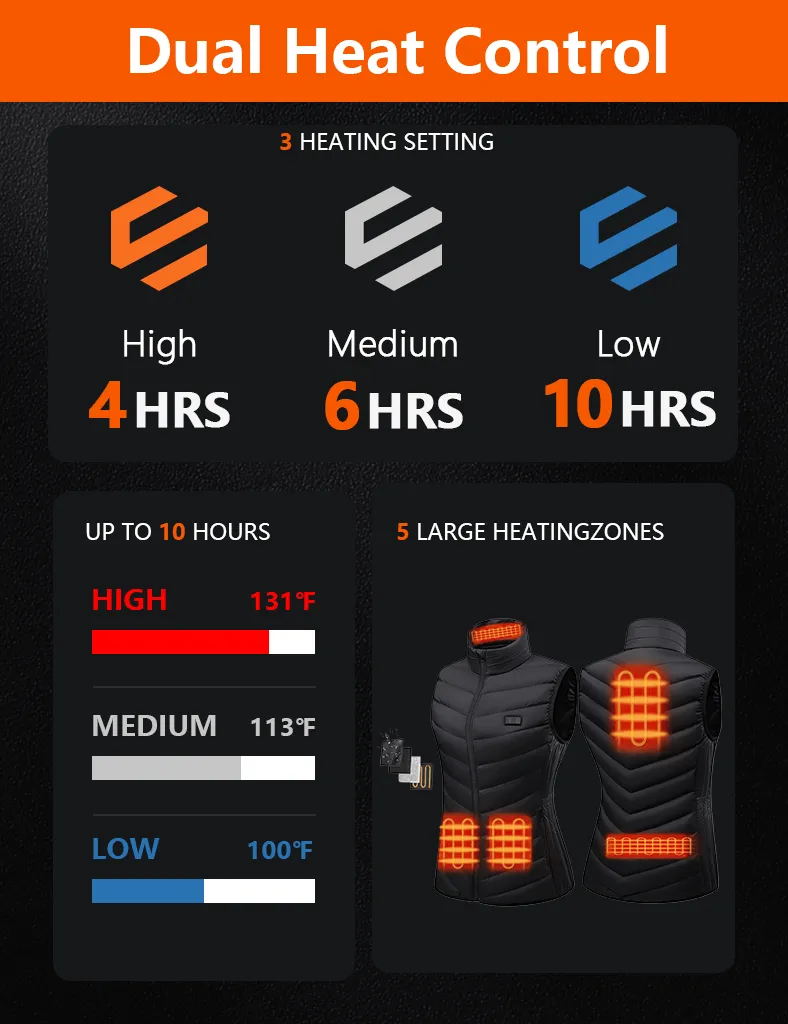 Heated Vest - Dual Control for Women's Comfortable Warmth