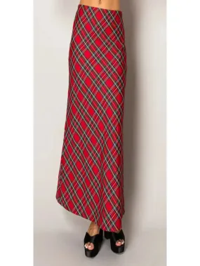 Holiday Flare Maxi Skirt - Plaid