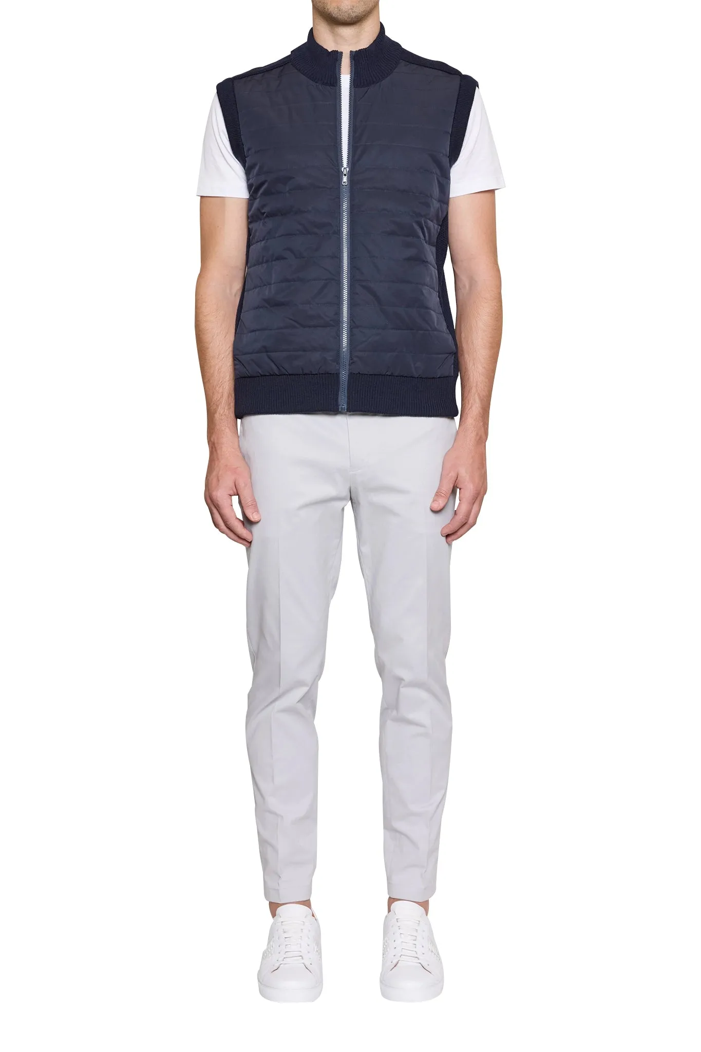 Jake Puffa Front Knitted Vest in Navy