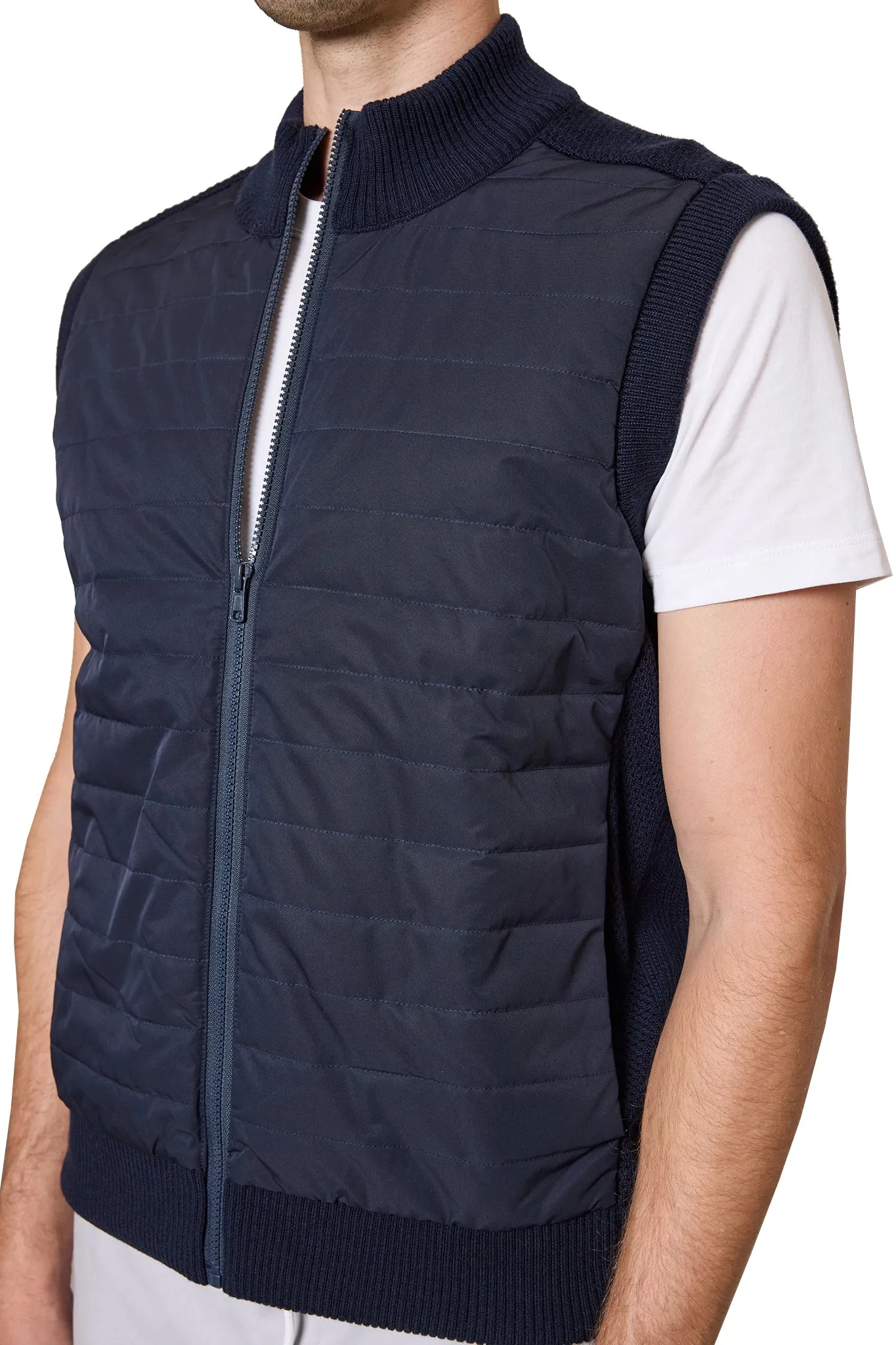 Jake Puffa Front Knitted Vest in Navy