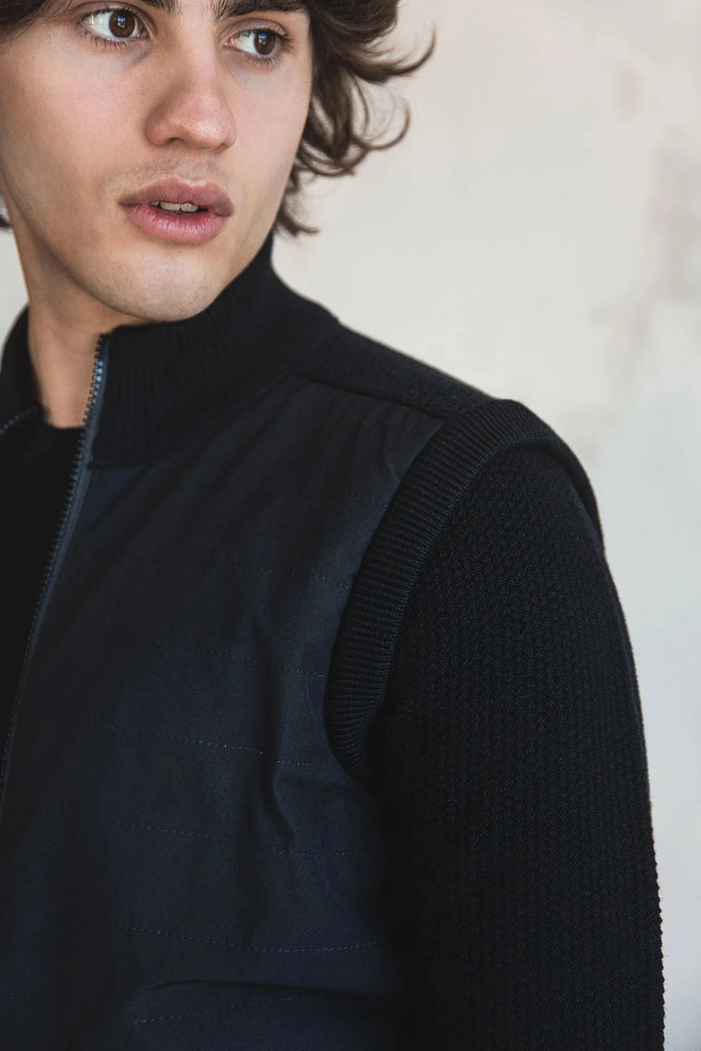 Jake Puffa Front Knitted Vest in Navy