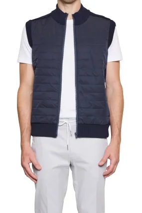Jake Puffa Front Knitted Vest in Navy
