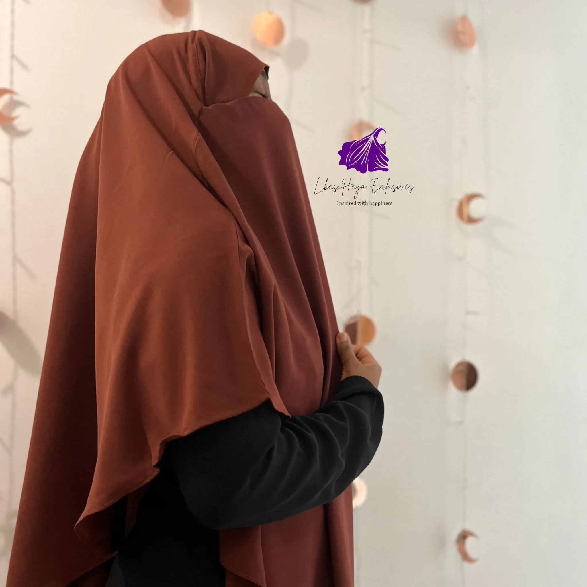 Khimar, Zahra Khimar-Single layer khimar with built in niqab-Brown