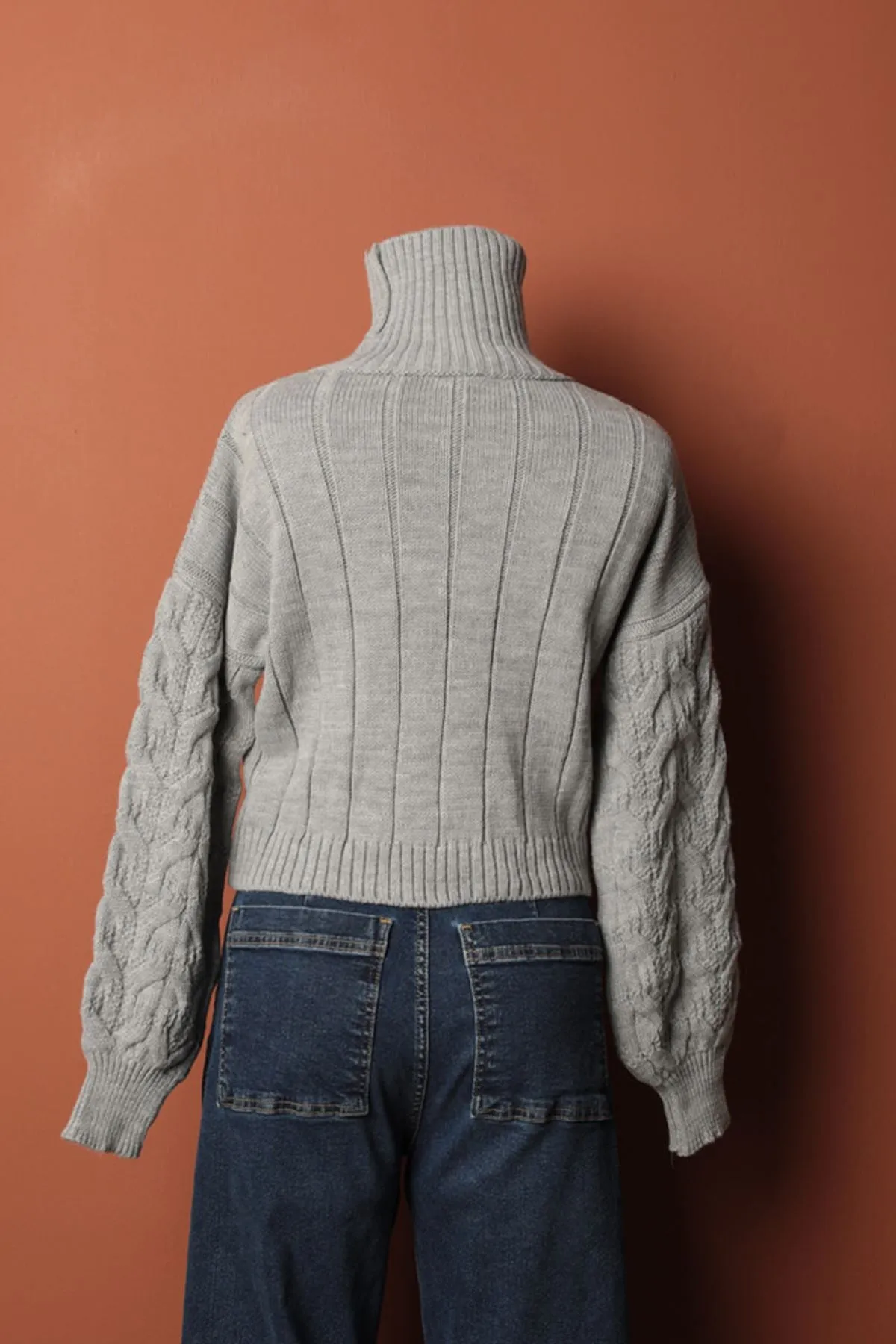KKT Knitwear Fabric Knit Detailed Women's Gray Sweater - Sanlúcar de Barrameda