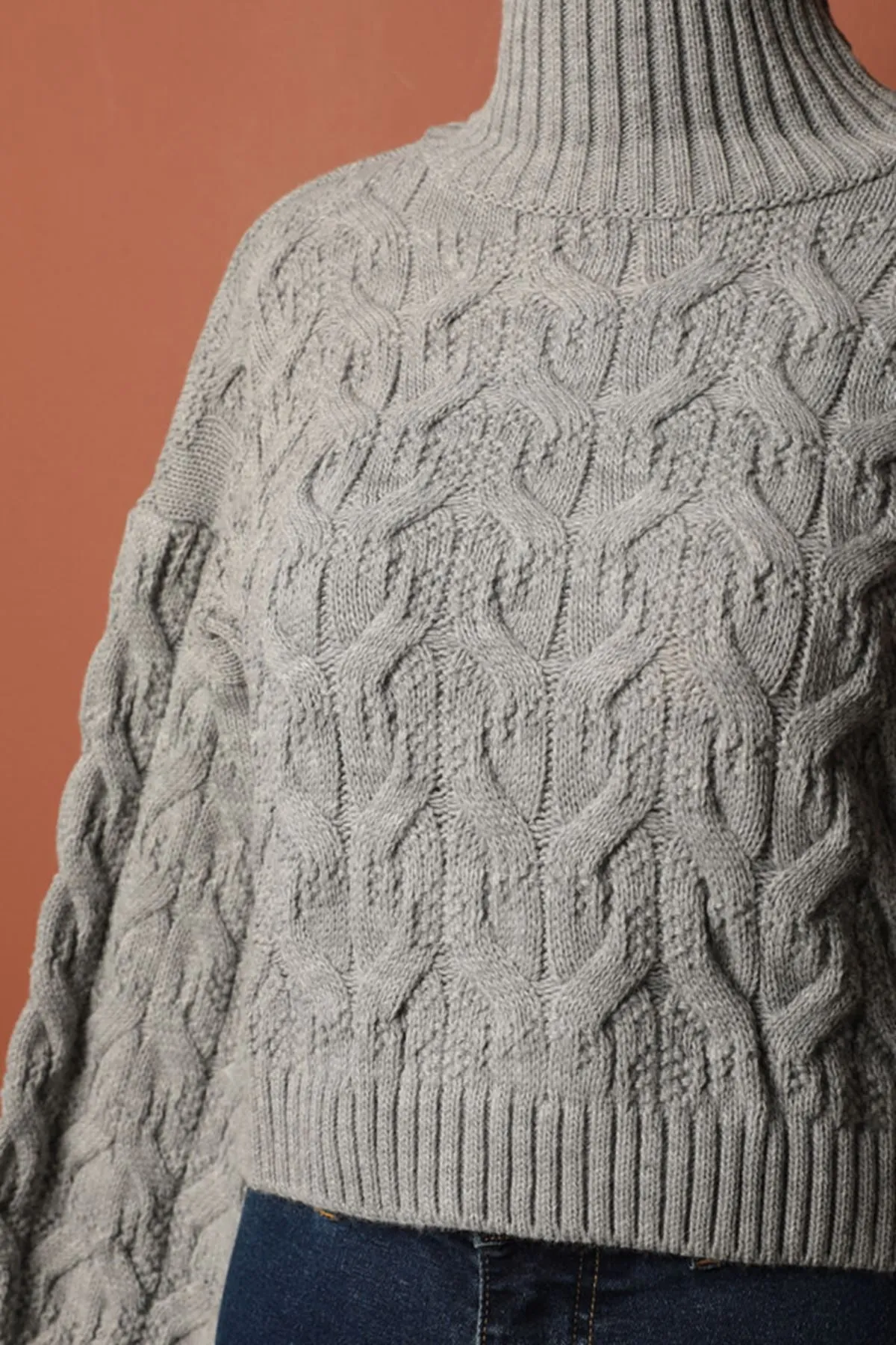 KKT Knitwear Fabric Knit Detailed Women's Gray Sweater - Sanlúcar de Barrameda