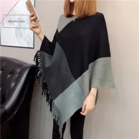Knitted Women Shawk Poncho