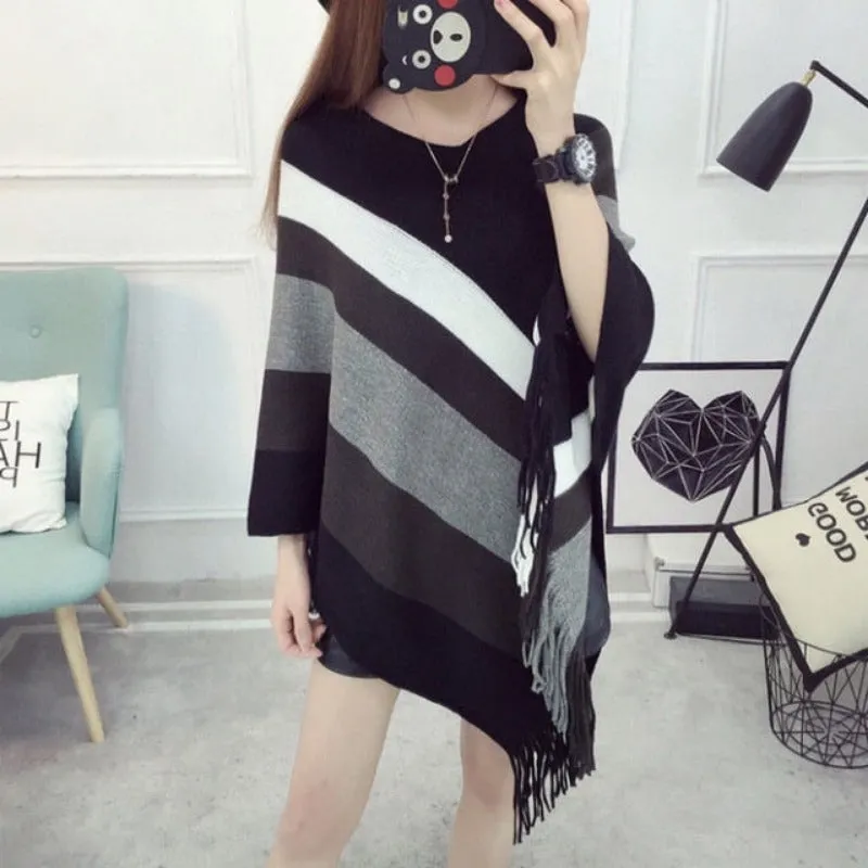 Knitted Women Shawk Poncho