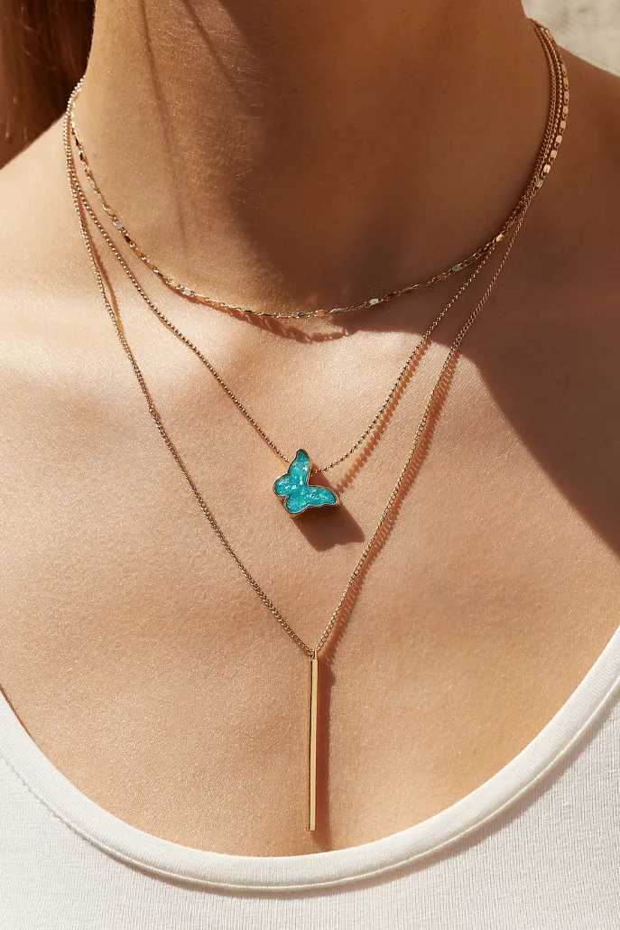 Louche Papillon 3 Strand Pendant Necklace