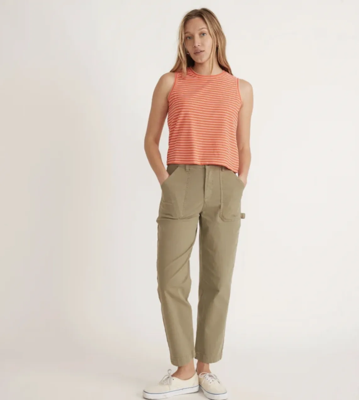 Lydia Textured Stripe Tank - Hot Coral